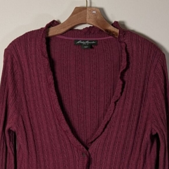 Eddie Bauer Sweaters - Eddie Bauer Burgundy Cardigan - Size: Medium (Tall)